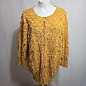 Modcloth Cardigan Sweater Womens Size 2XL Yellow Triangle Knit